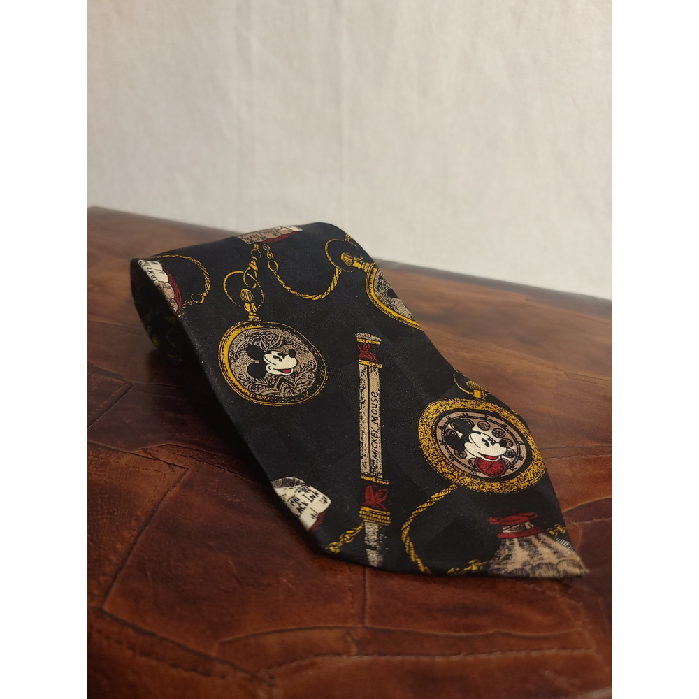 Mickey Pocket Watch / Inkwell / Pen Tie Black Silk 4.5"x58"